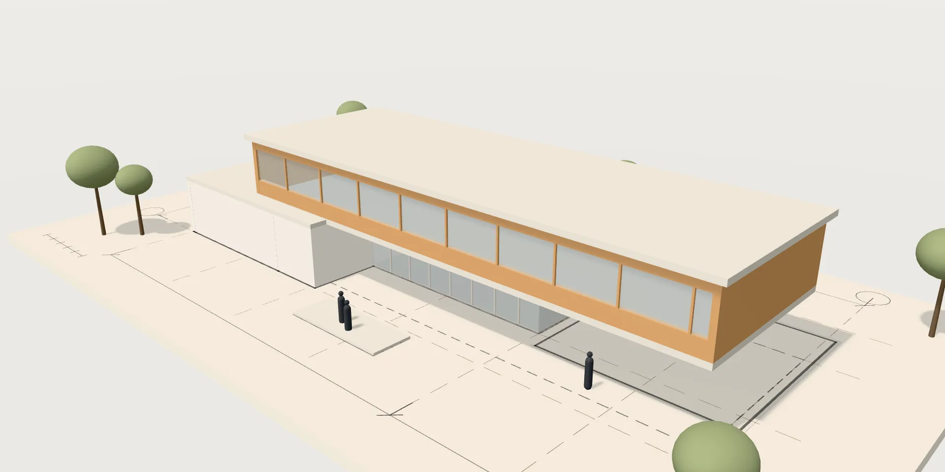 The Maquette 01 study: a white architectural model with its plan drawn beneath it.